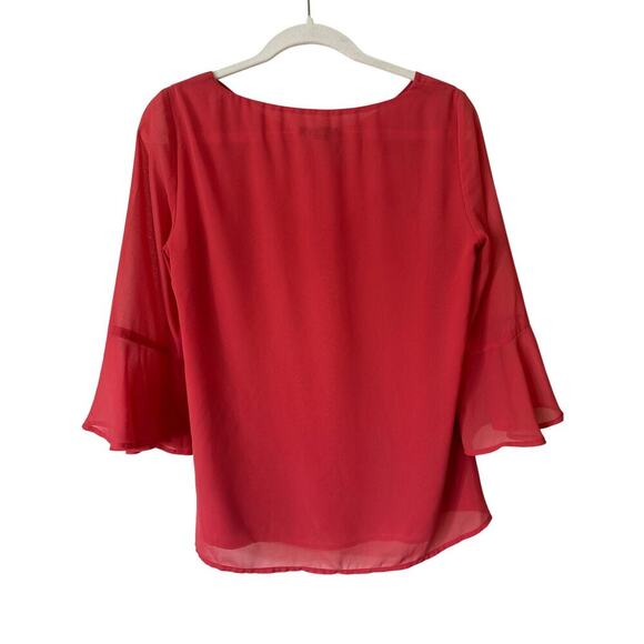 Express Chiffon Bell Sleeve Blouse Coral Size Small - Picture 3 of 7